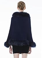 Vista 9 de BEAUTELICATE Chal de piel sintética con gancho para novia, boda de invierno Negro