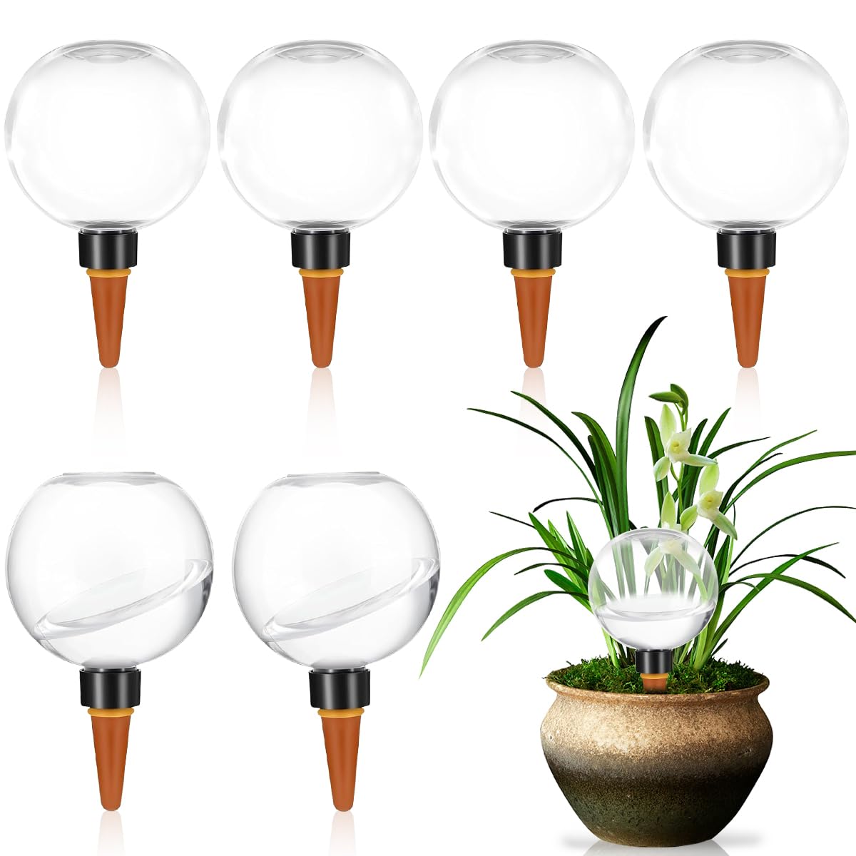 Lot de 6 Boules D'Irrigation pour Plant, 500ml Globe D'Arrosage Plant Automatique Transparent, Boule Arrosage Plante, Dispositif D'Arrosage pour JardinièRes, Maison, Intérieur et Extérieur