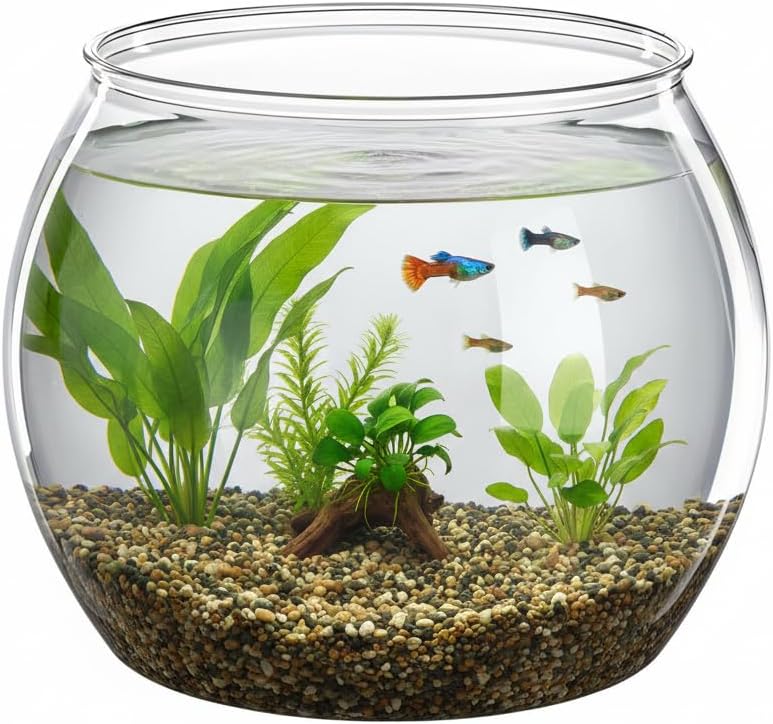 5 Gallon Crystal Clear Shatterproof Plastic Round Fish Tank, Multi-Use Large Bowl for Terrarium, Flower Vase & Home Centerpiece, Decorative Gift for Fish Enthusiasts