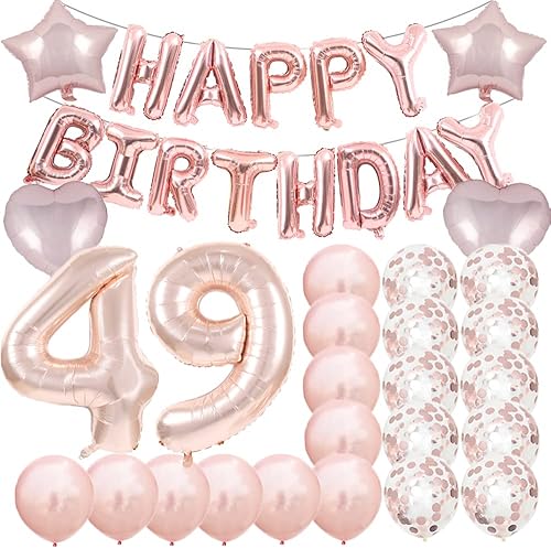 Decoraciones de cumpleaños número 49, suministros para fiestas, globos de oro rosa con el número 49, globos de aluminio de Mylar 49, decoración de