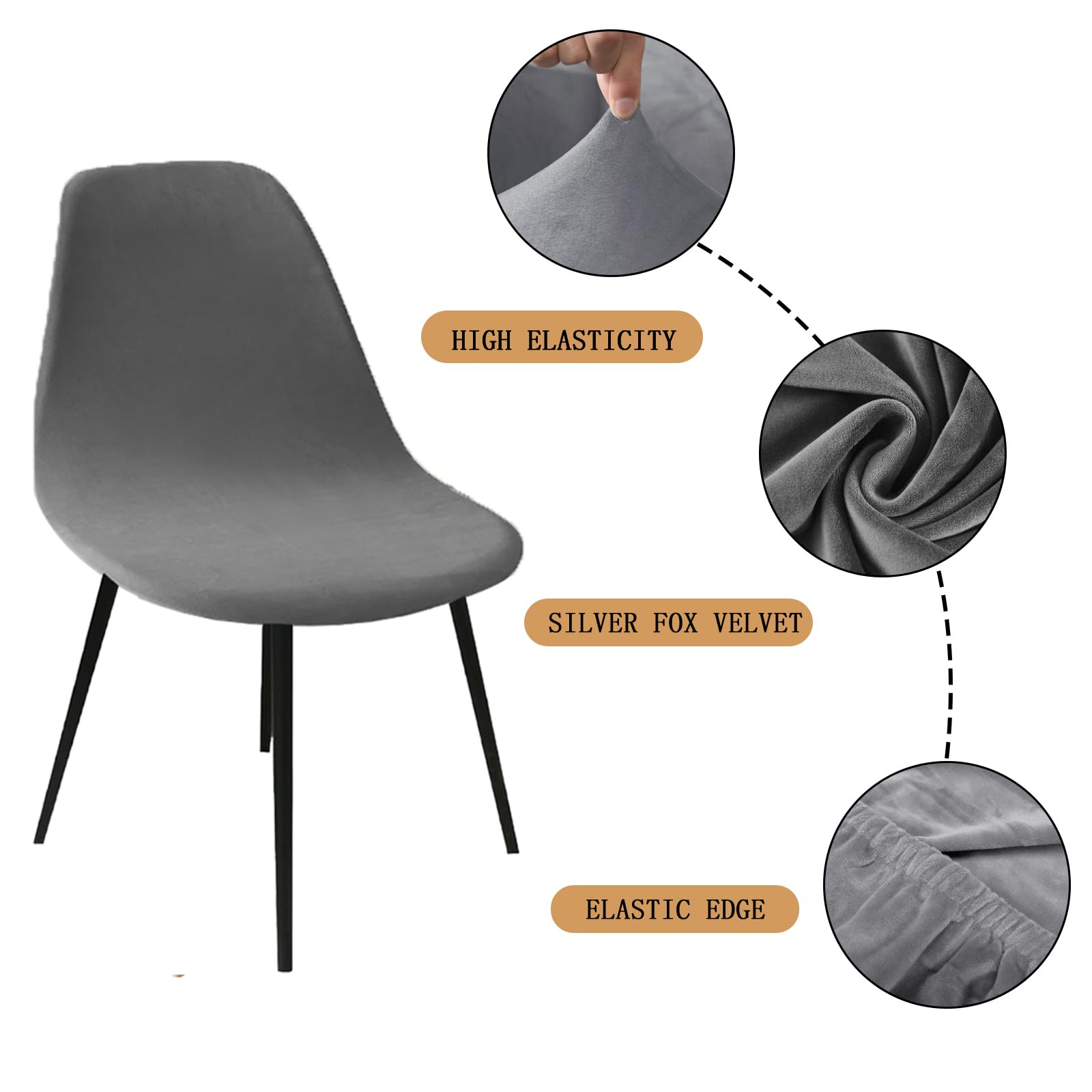 Copridivano elasticizzato per sedie da pranzo, protezioni elastiche per sedie da cucina, colore arancione scuro, confezione da 6, eleganti e facili da pulire, coprisedia da ufficio