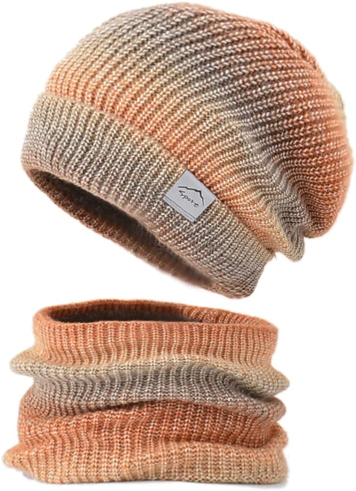 Knit Hat Neck Warmer Set, Women's Knit Hat, Cold Protection, Knit Cap, Fluffy, Fleece Lined, Thick, Soft, Thermal Insulation, Stylish, Knit Hat, Girls, Winter, Skiing, Snowboarding, Bicycle,