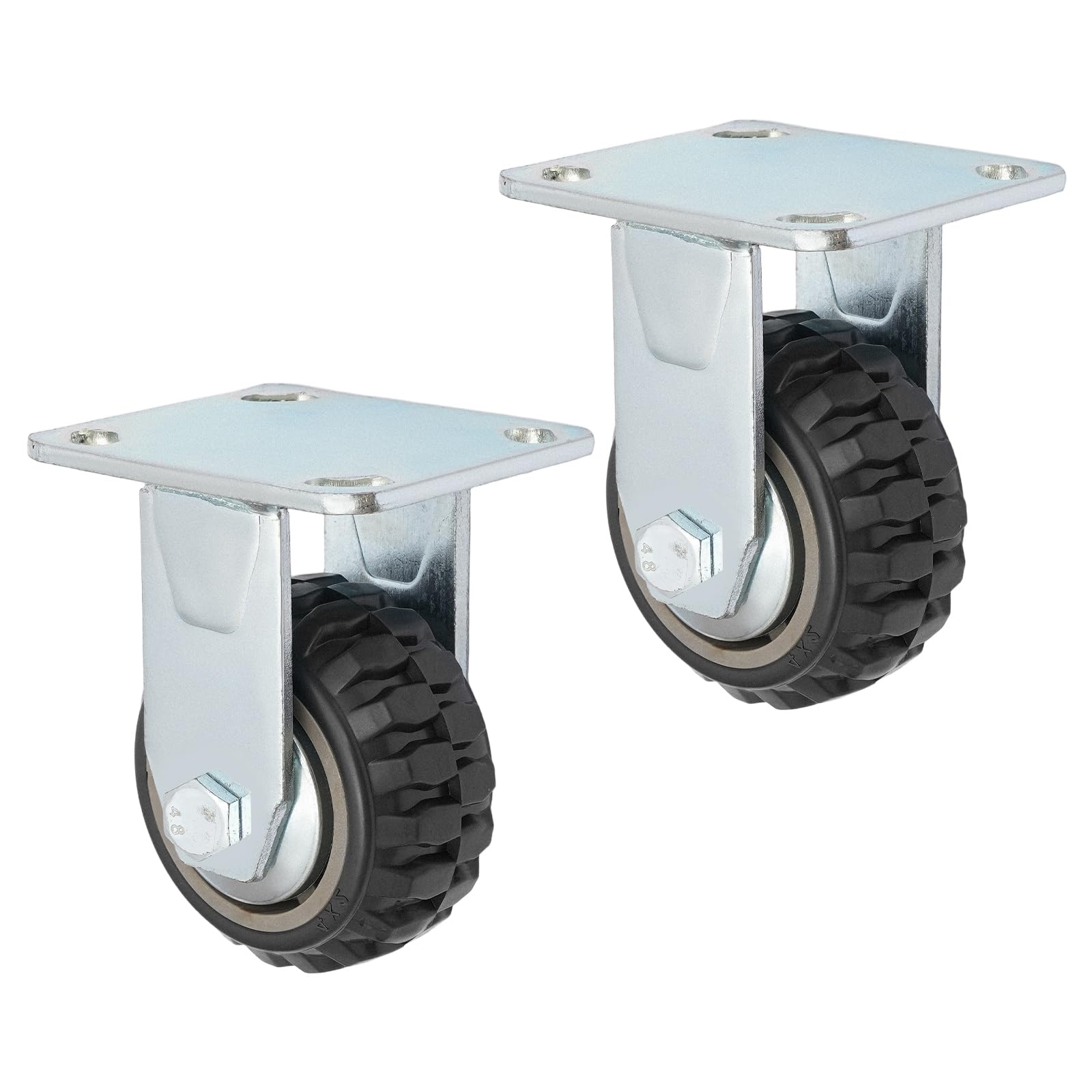 Ruote da 4 pollici, capacità di carico 600 kg, ruote per mobili con freni, cuscinetti a doppia sfera 6062, pneumatici in poliuretano, antiscivolo, piastra di base universale
