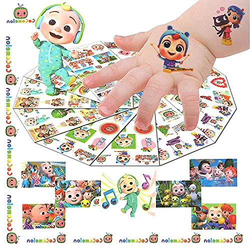 12 Sheets Cute Temporary Tattoos for Kids, Cocomelon Party Decorations Cocomelon Party Favors Cocomelon Birthday Party Supplies Cocomelon Stickers Gifts Fake Stickers Cocomelon Decor for Girls Boys