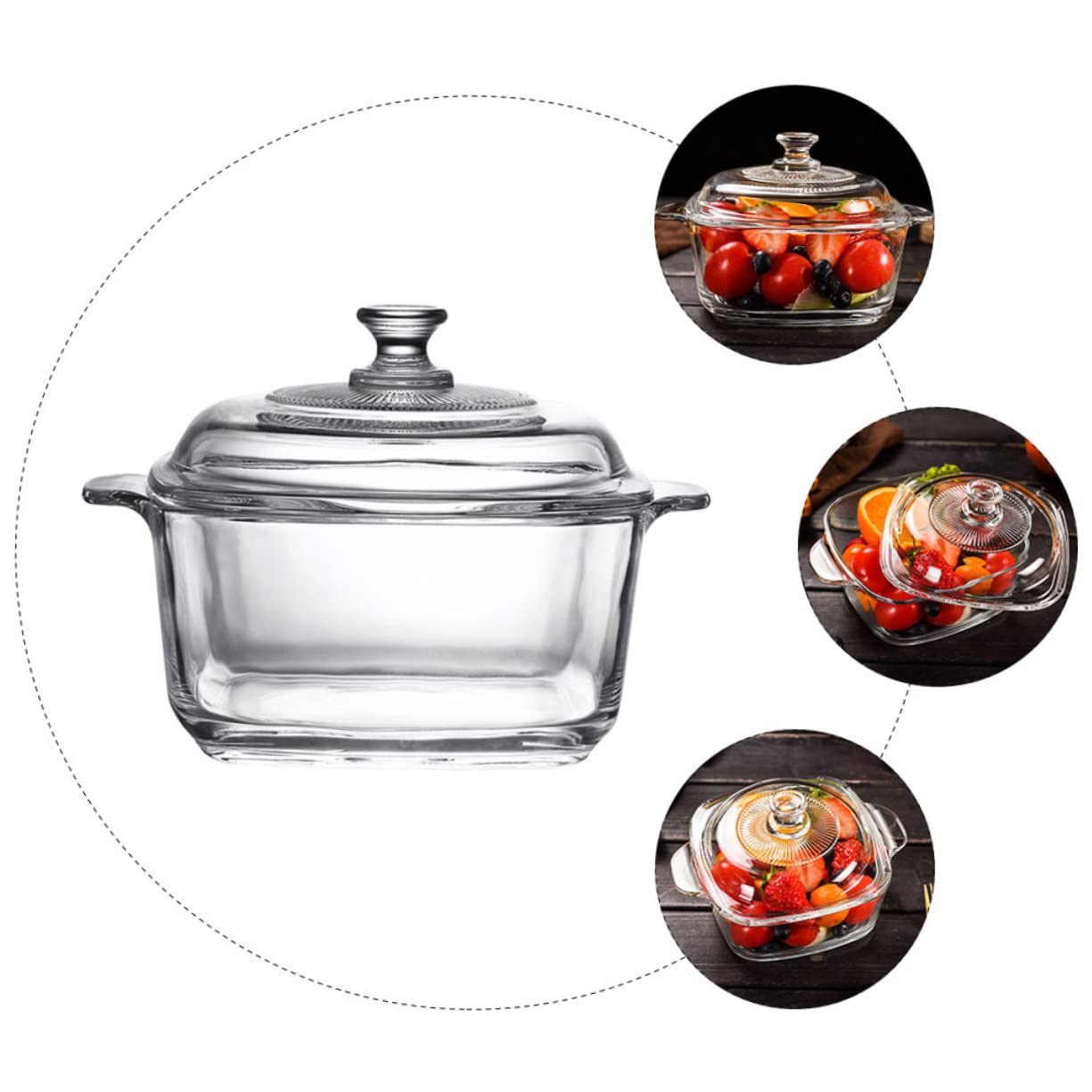 VILLCASE Rechteckige Dickwandige Transparente Glas schüssel mit Deckel Hitzebeständig Ofen Mikrowellengeeignet als Kühlschrank Suppenbehälter für Zuhause und Gastronomie