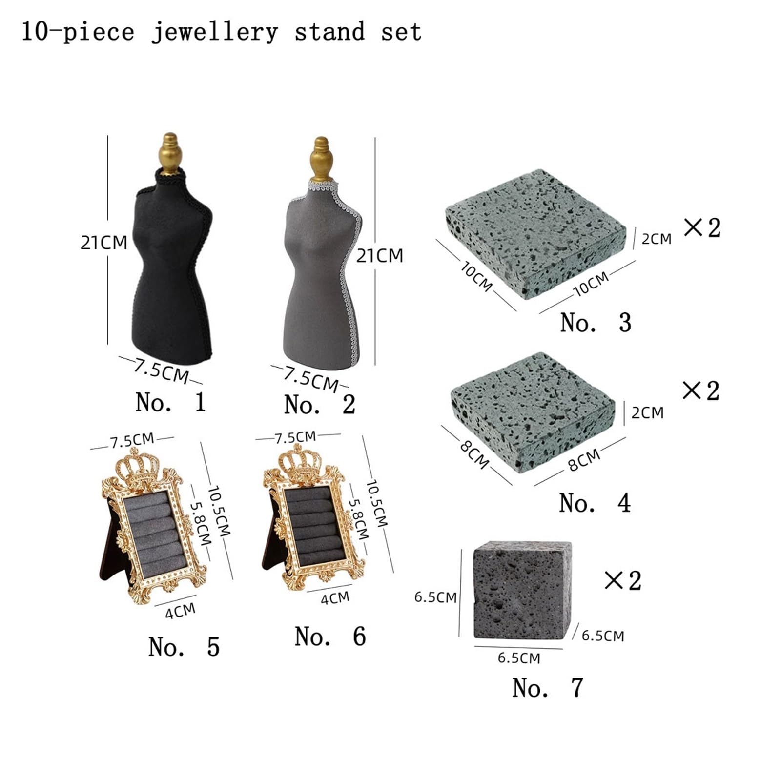 Schmuckhalter 10 Pcs Velvet Mannequin Jewelry Display Stand Set Schmuckaufbewahrung