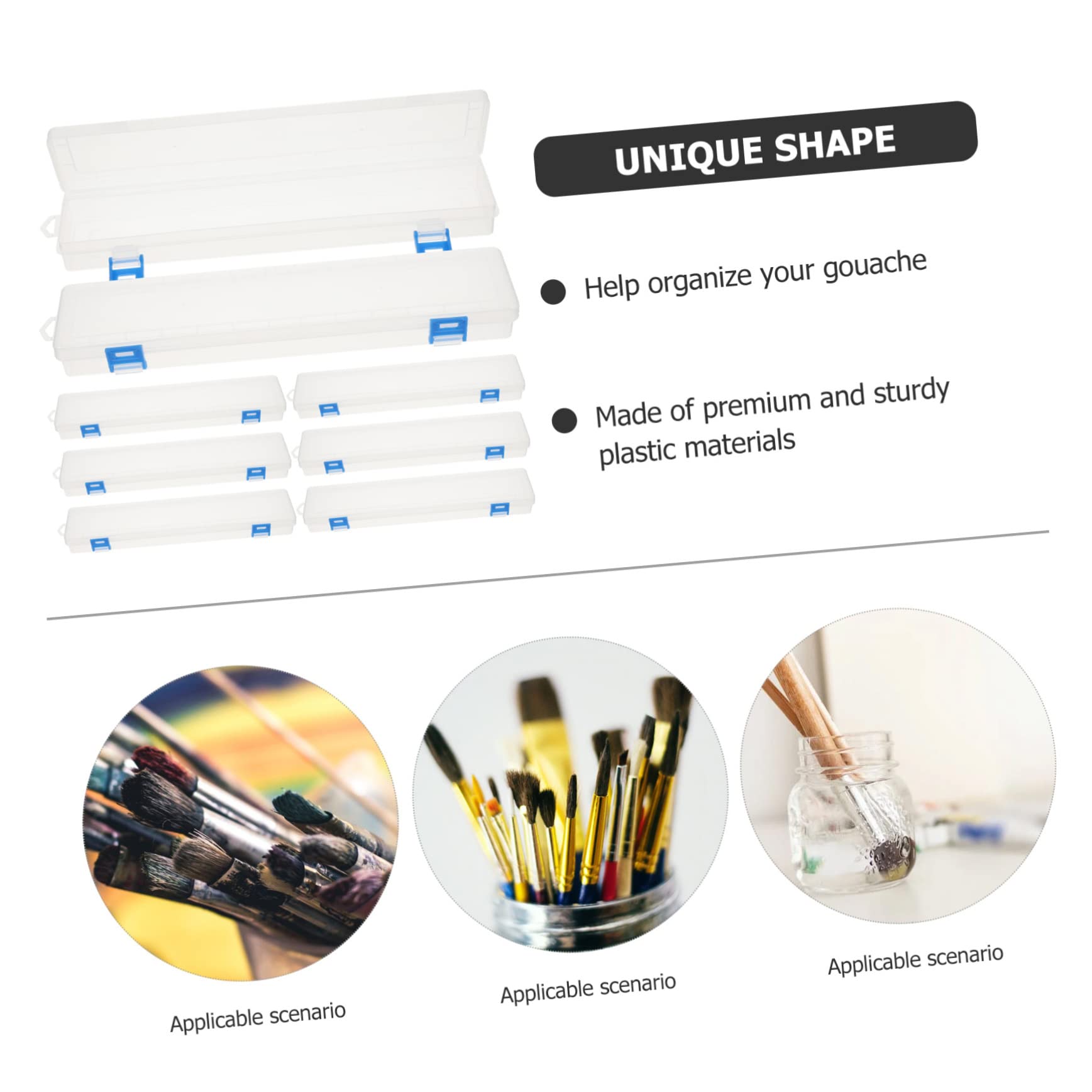 VILLCASE Wasserpinsel Etui Kunststoff 8 Stück Transparent Multifunktionale Aufbewahrungsbox für Aquarellstifte Pinsel und Zeichenstifte Geeignet für Schüler und Lehrer zur Organisierten