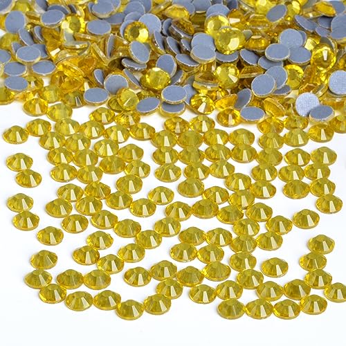 Image of Bymitel Hotfix Crystal Rhinestones Round Gems Iron on DIY Jewelry Making Flat Back for Crafts,Citrine, 4.8mm(SS20 /1440pcs)
