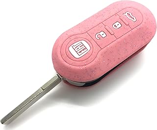 Nordecco - Funda de silicona para llave de Fiat 500C 500-500L Abarth Grande Punto Brava, Panda, Stilo Linea, 3 botones, color rosa brillante