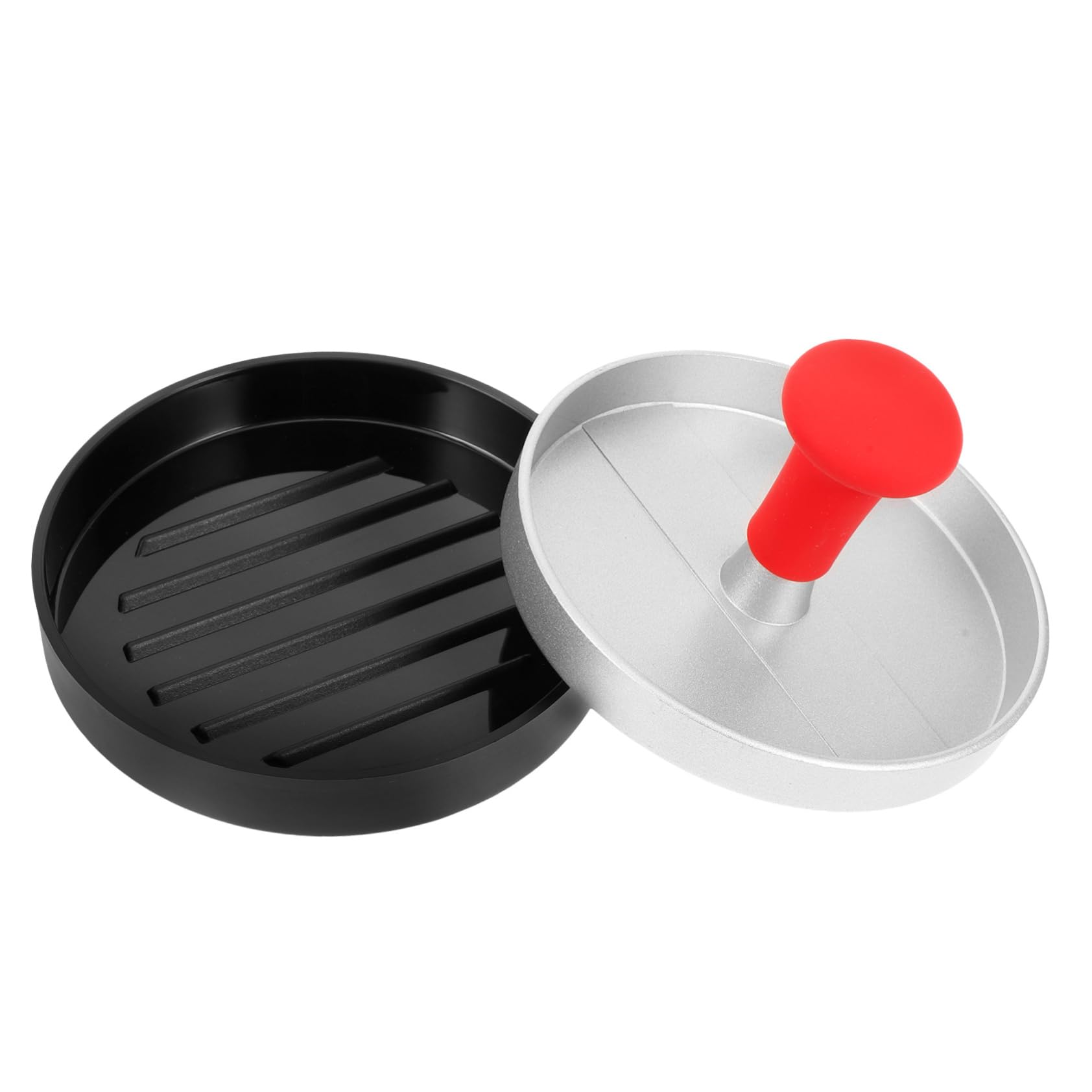 Sosoport 2 Stück Fleischpresse drücken Patty Maker Burgerpresse Speckpresse für Grillplatte Steak-Gewichtspresse Fleischpresswerkzeug Grillpresse Rostfreier Stahl Silver