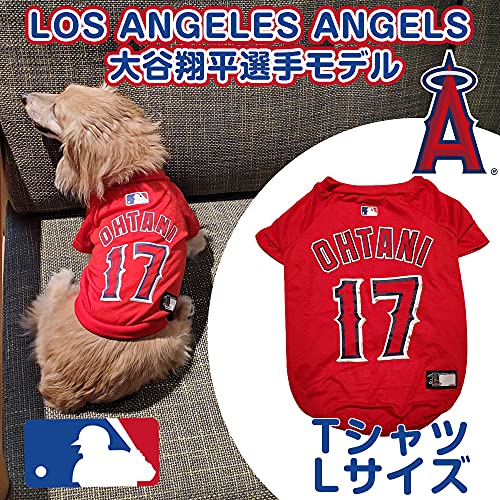 Image of MLBPA SHOHEI OHTANI #17 TEE Shirt for Dogs & Cats. MLB Los Angeles Angels Dog T-Shirt, Large | Sports Dress for Pets | Licensed Sporty Dog Shirt.