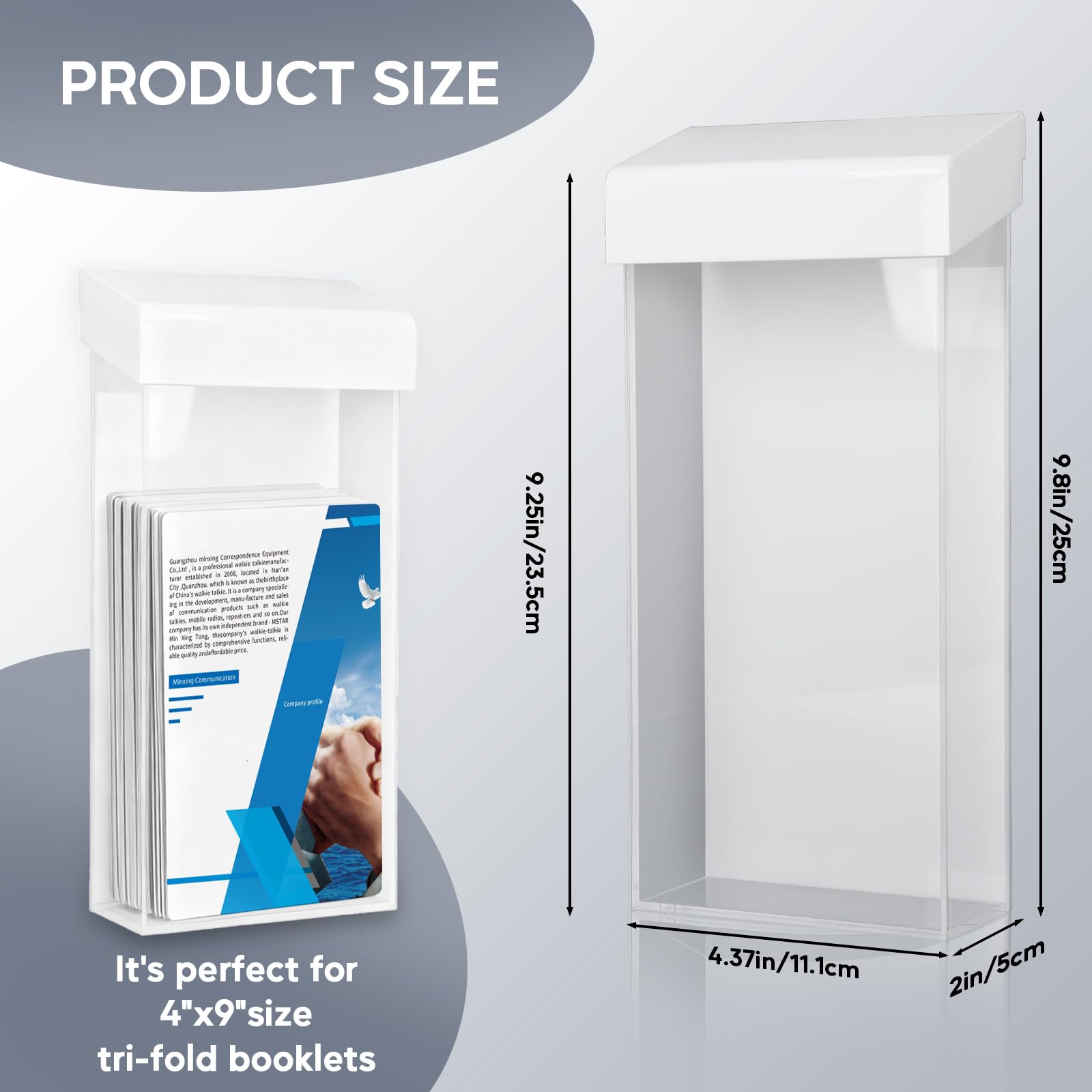 Lot de 2 Porte-Prospectus Mural pour L'extérieur, Boîte D'affichage étanche de Dépliants Porte Brochures D'extérieur, pour Bureaux, Restaurants, Façades D'hôtels (Blanc)