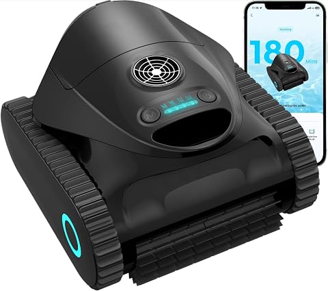 C1 Robot Piscina Pareti e Fondo, Doppio Filtro, Autonomia 180 min, 3 Motori, Aspirazione Potente, Controllo App, Aspiratore Piscina Fino a 150 m²,Negro mate
