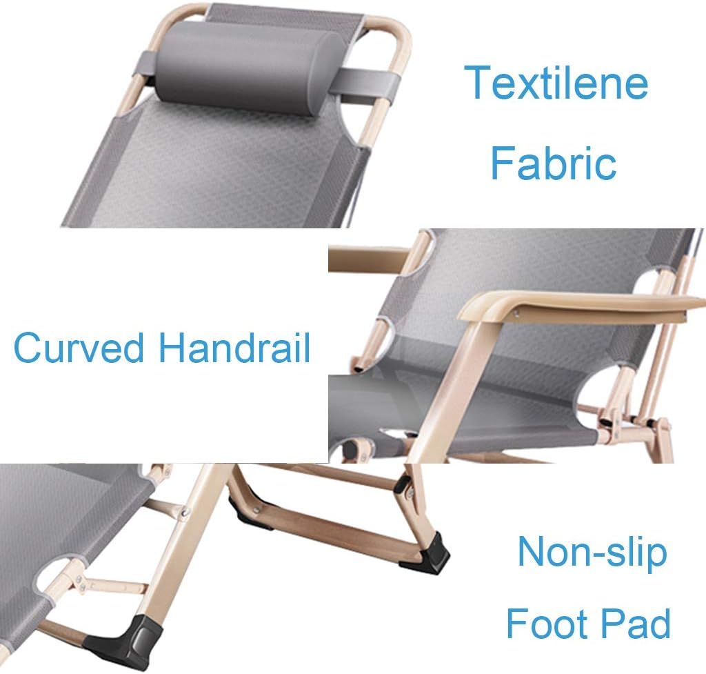 Patio Lounge Recliners Sun Lounger Reclining Chair Zero Gravity Relaxing Outdoors Patio Foldable Deck Chairs with Removable Adjustable Headrest - Gray