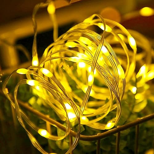 Miniatura 7 de YASENN Guirnalda de luz de alambre de PVC de 98 pies, 300 LED Bluetooth, controlada por aplicación, luces LED inteligentes impermeables para