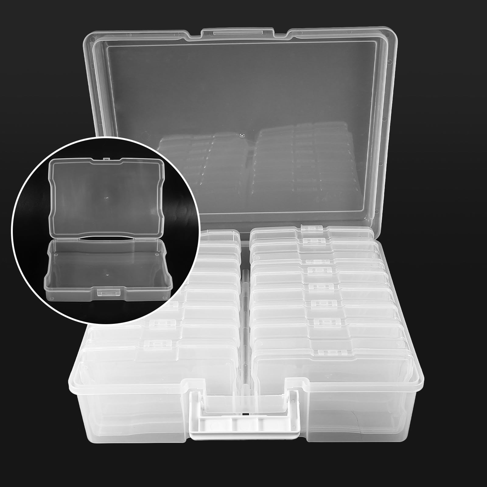 ABOOFAN Fotoaufbewahrungsbox aus Pp 4x6 Zoll Große Kapazität mit Griff und Deckel für Fotos und Spielkarten Wiederverwendbar für Reisen und Koffer