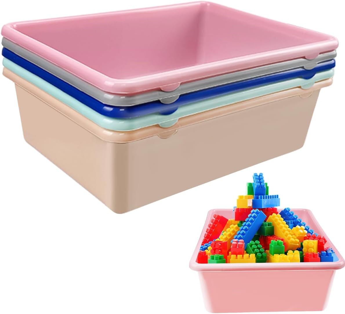 18 PCS Plastic Classroom Bins, Bulk Book Bins, Multi Functional Toy Box, Books Binss For Classrooms ，Suitable For School Classrooms Office Home Book Storage