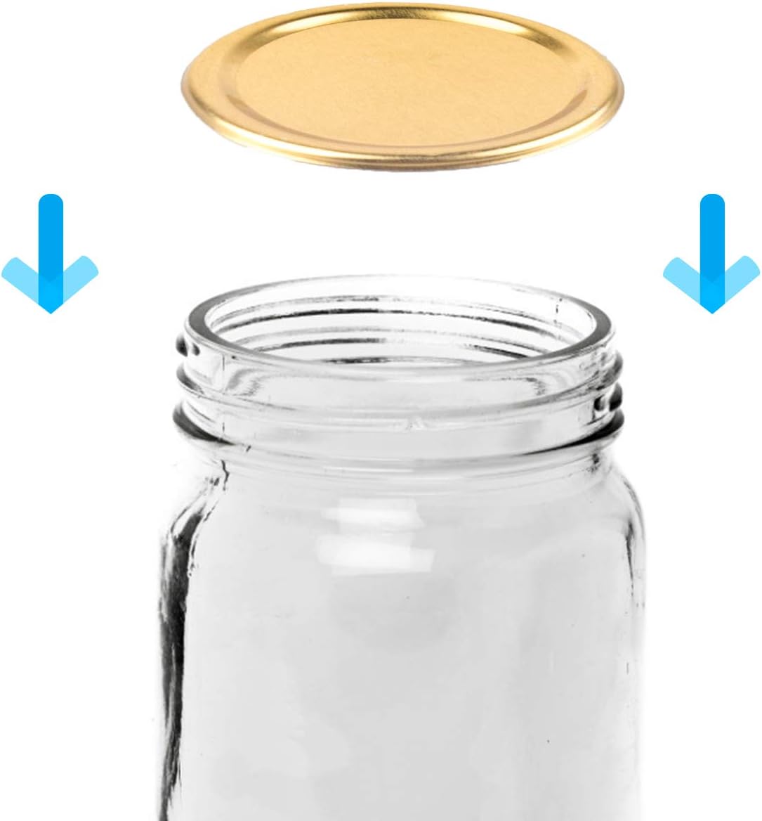 WXJ13 40 Pack Golden Mmason Jar Lids Mason Jar Split-Type Lids Mason Jar Cover Mason Jar Lid with Silicone Seal