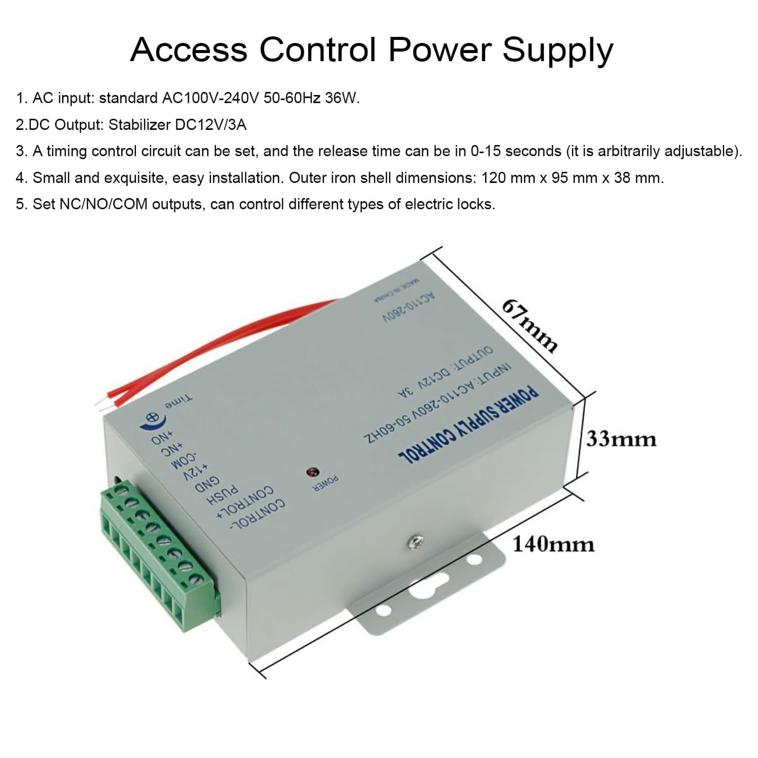 YAVIS Kit Programmable RFID Access Control System Metal Controller Keyboard, Waterproof Shell, Electric Bolt Lock - Image 4