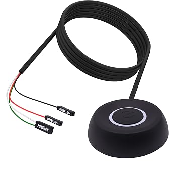 PC Power Button Switch Desktop Computer Power Switch External Computer Motherboard Remote Start Button Extension Cord with LED Light -1.8M /5.9FT Black