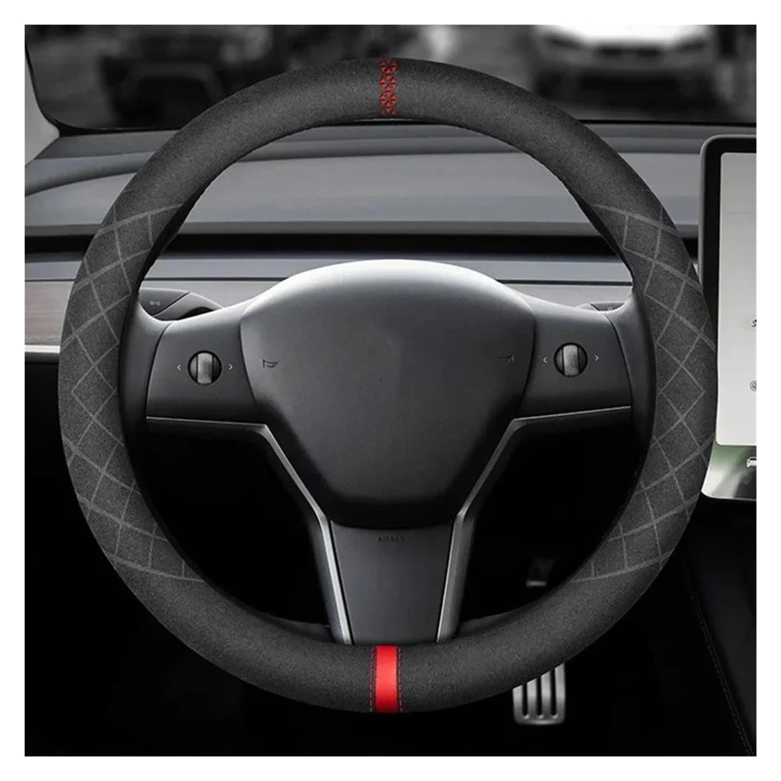 Volantes Protector para Volante De Coche, Cubiertas De Ante para Volante De 38CM, Cubierta Trenzada Interior Universal para Volante Funda Volante(Negro)