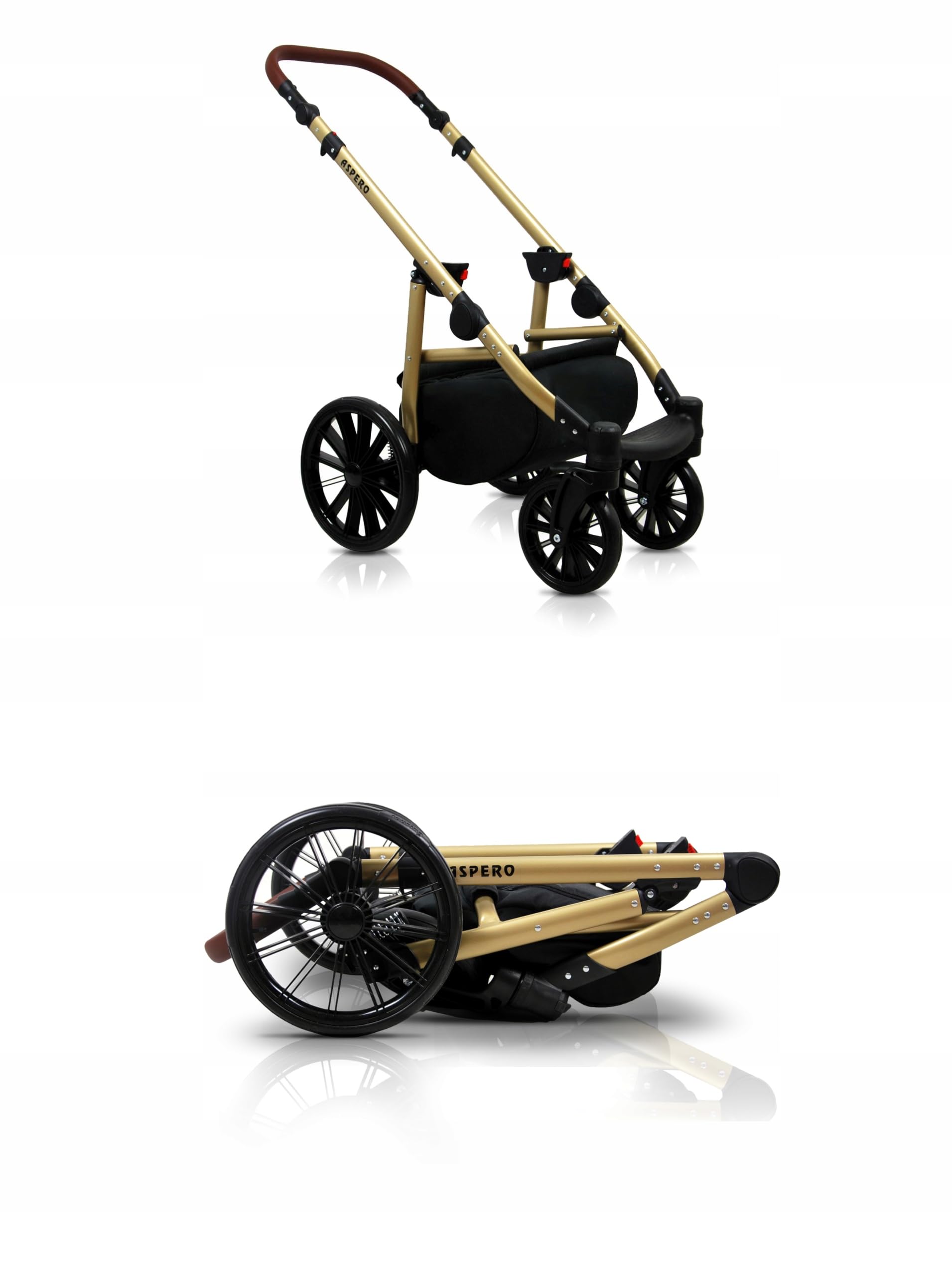 BabyLux® Carrito de Bebé Sistema de Viaje Set 3 en 1 - Aspero - incl. Capazo, Silla de Paseo, Silla Coche - Cochecito - con Bolso cambiador, Cubierta para la lluvia, Mosquitera etc.