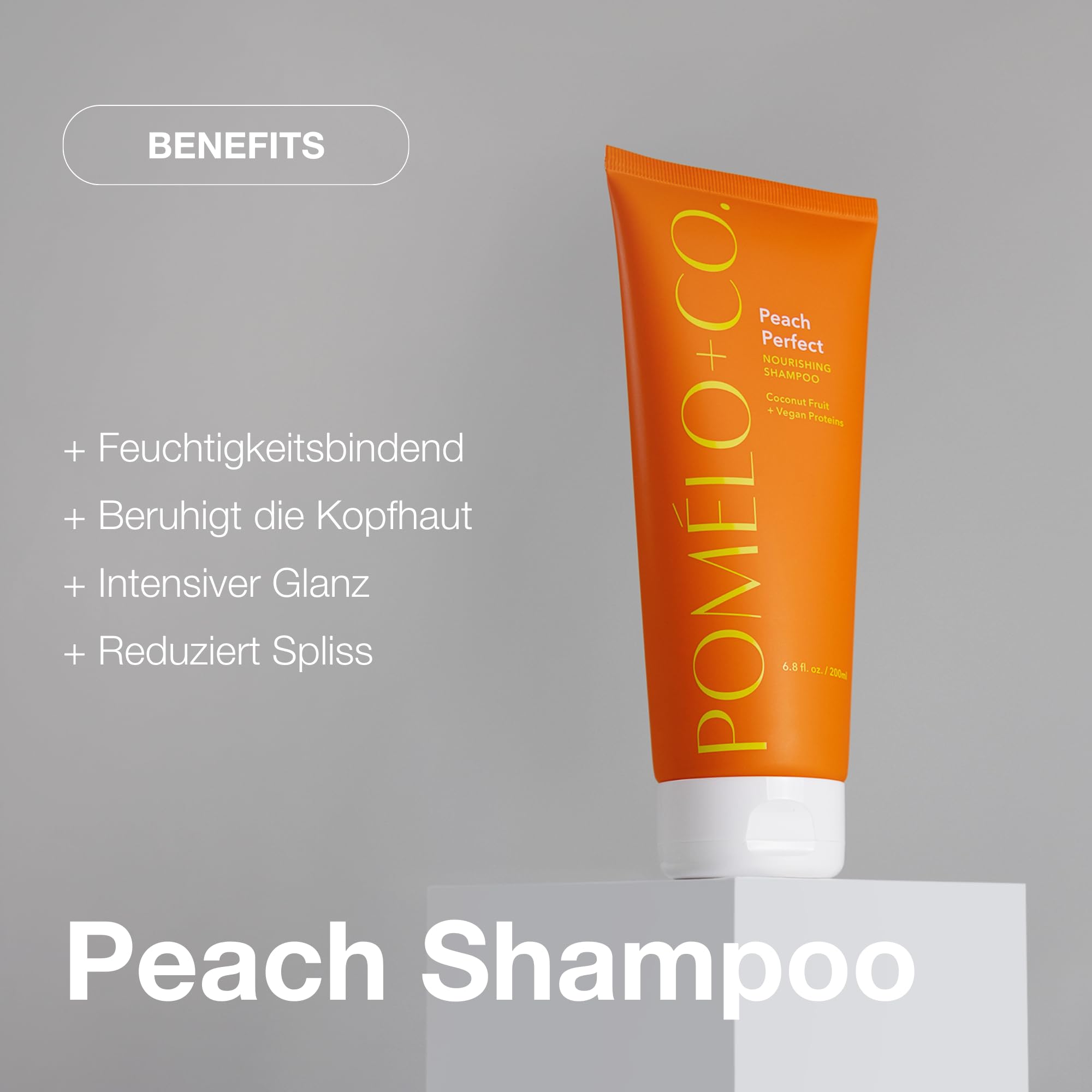 Pomélo+Co. Peach Routine Set - Haarmaske Shampoo Conditioner und Gloss | Feuchtigkeitsspendende Haarkur zur Splissversiegelung - veganes Haarpflege Paket für trockenes und geschädigtes Haar