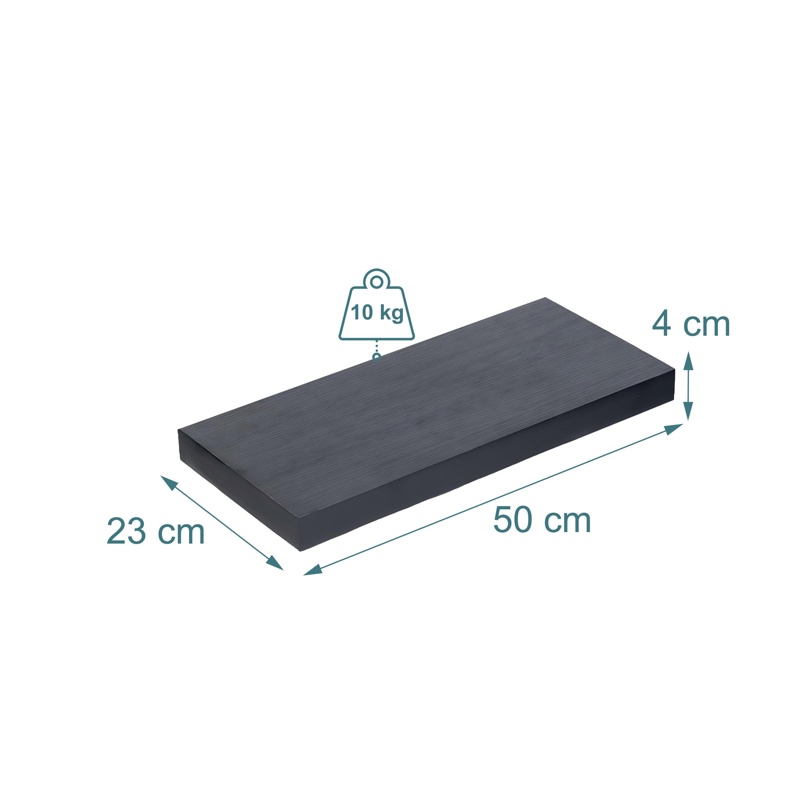 Relaxdays Estantería de Pared Set de 3, Efecto Madera, Metal, 4 x 50 x 23 cm, Negro