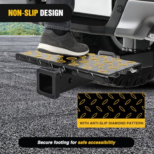 Image of Nilight Hitch Extender with Step 2 inch Receiver 14 inchx7 inch Anti-Slip Diamond Plate 4000 lbs Towing /400 lbs Tongue Weight Heavy Duty Steel Bumper Guard for Truck SUV