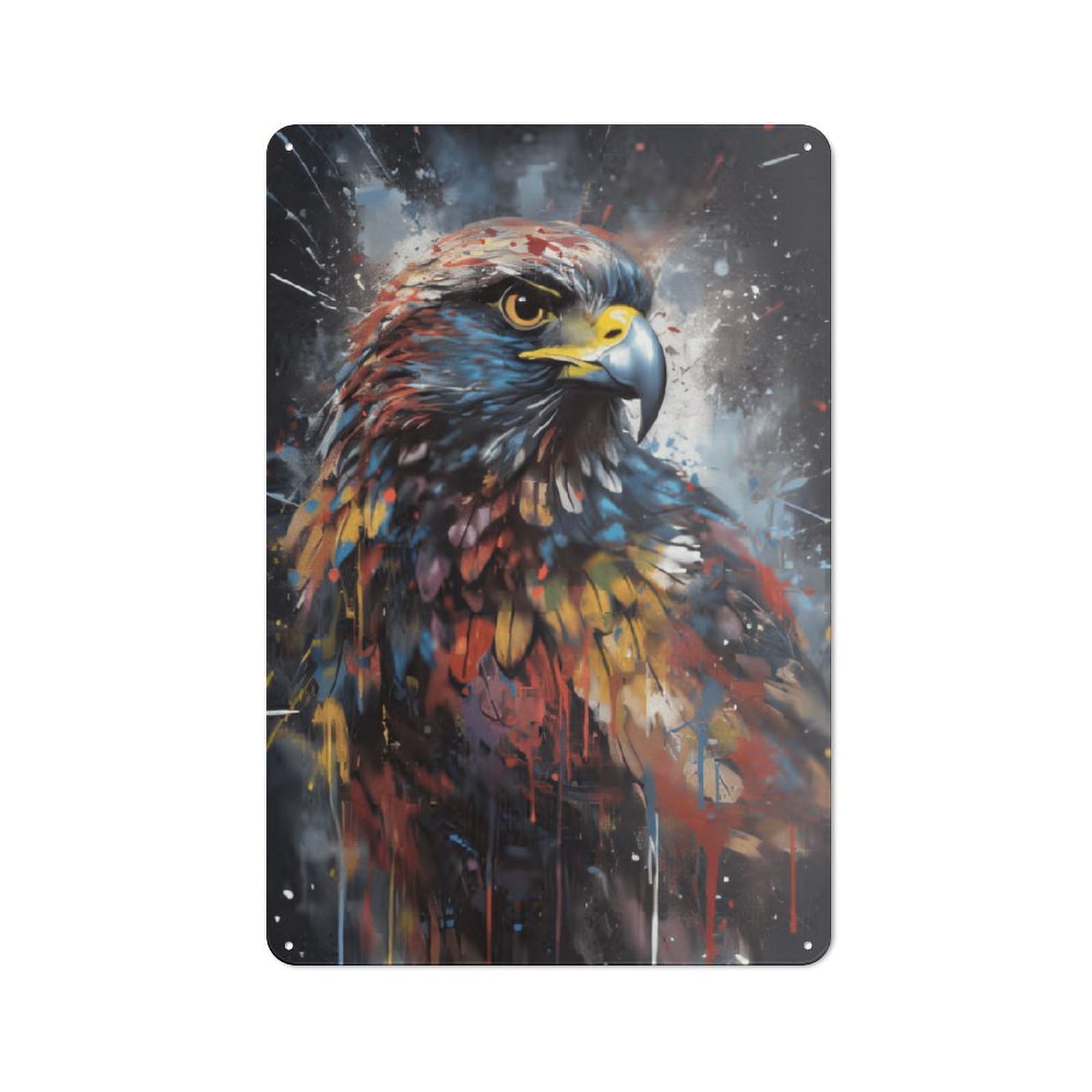 Junmoney Style-2 Metal Plaque With Eagle Wall Art Print Design 30X20cm, Cosy Diner Style Decor For Coffee Bar, Kitchen, Bistro Or Tea Corner
