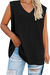 💎 79% MEGA DEAL! Oversized Vests for Women UK V-Neck Sleeveless Shirt Casual Loose Gym Workout Tank Tops Ladies Longline Blouse Plus Sizes Tunic Top Everyday Sports Shirts Activewear 2025 Clearance