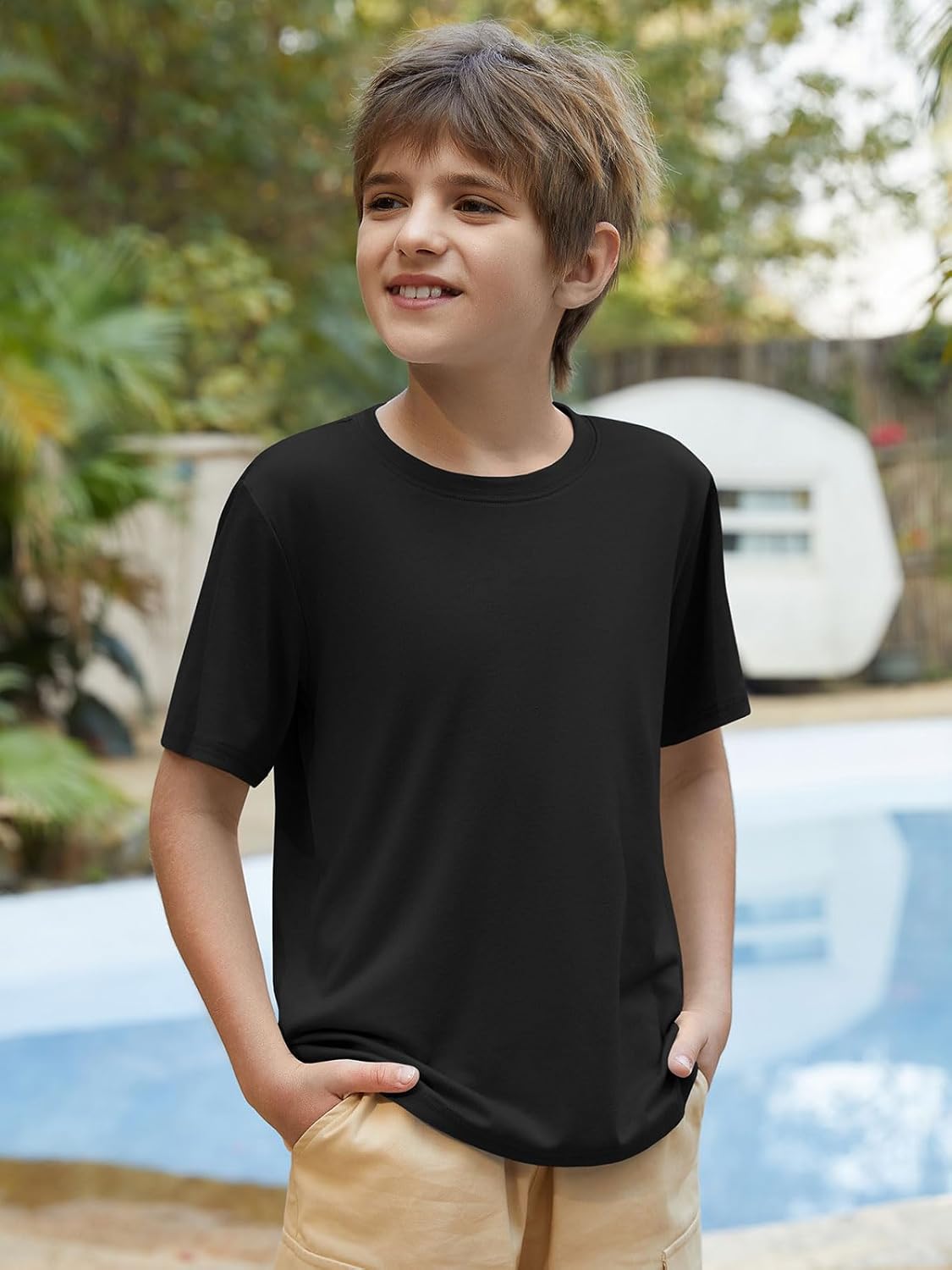 Boys Short Sleeve T Shirts Kids Summer Workout Tops Crewneck Basic Tee 5-14 Years - Image 2