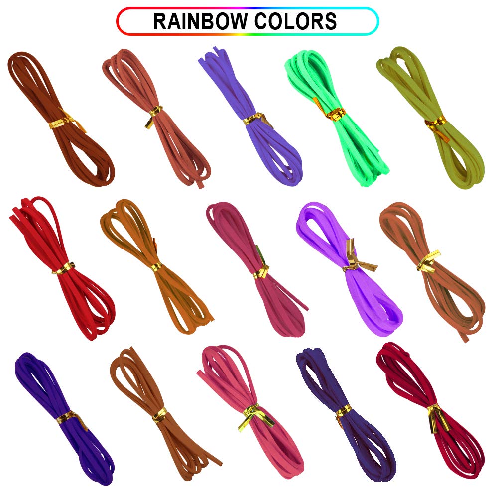 Dadabig 60m Cordón Cuero Plano 3mm | 30 Colores Para Pulseras, Collares Y Manualidades