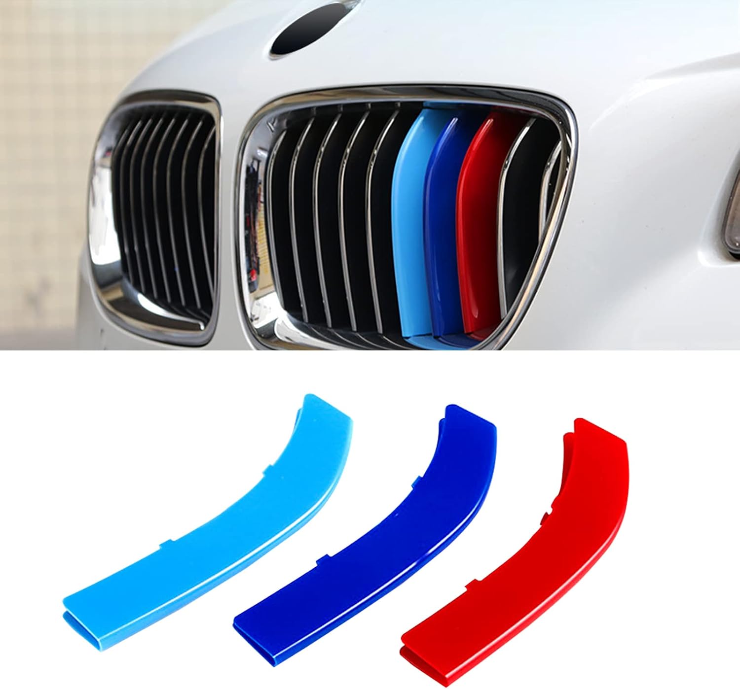 QODOLSI Pack3 Car Grille Insert Trims, ABS Snapon Front