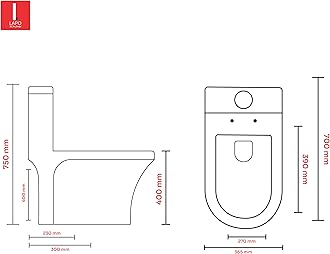 LAPO Ceramic European Toilet/Commode with Dual Flush Systems | Soft Close Toilet Seat | Floor Mounted | Water Saving | S Trap Outlet Clog Preventing Design | 10 Year Guarantee (White-9 Inch) – COC