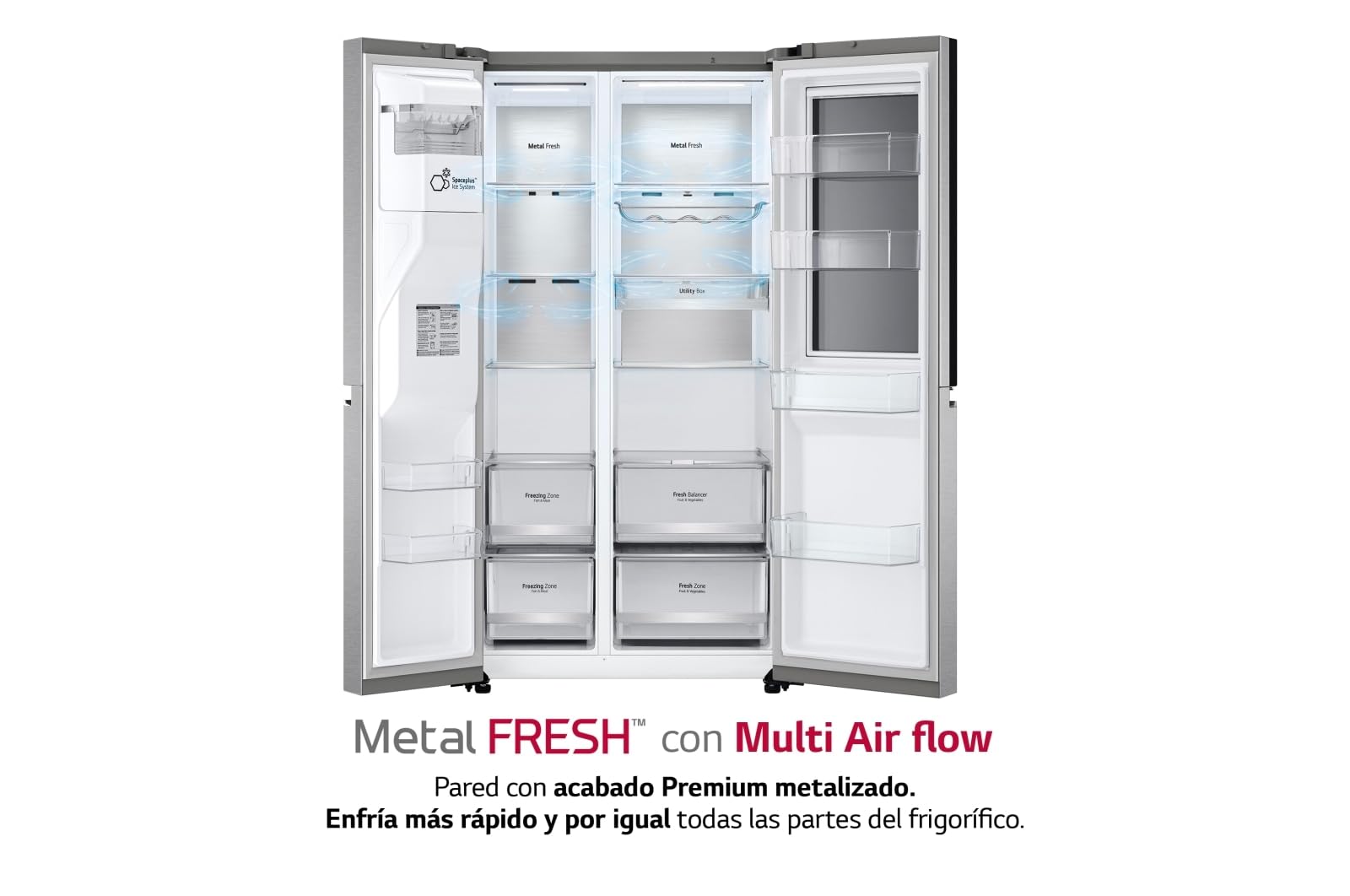 LG GSXV90MBAE - Frigorífico Americano No Frost Instaview, de 635 litros, Frigorífico Función Linear Cooling y Compresor Smart Inverter, Color Gris Inox Acero Texturizado Antihuellas