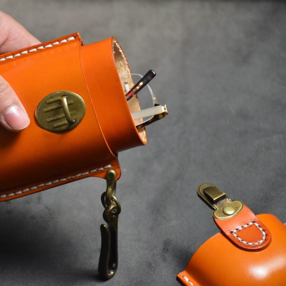 Retro minimalistyczne skórzane etui na okulary, skórzane etui na okulary, przenośne etui na okulary przeciwsłoneczne odporne na ściskanie, wąskie etui dla kobiet i mężczyzn (Grey : A, Size : S)