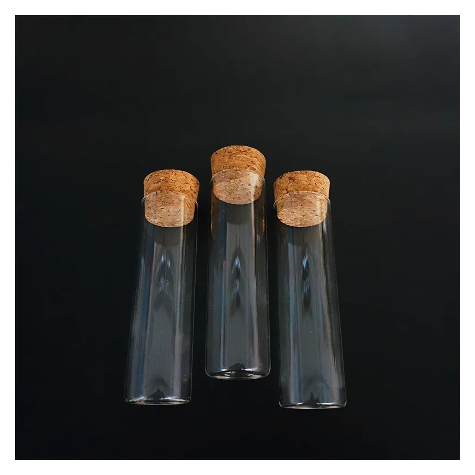 Szklane probówki, 50ml Szklana probówka z płaskim dnem i korkami 30x100mm Opakowanie 12 sztuk