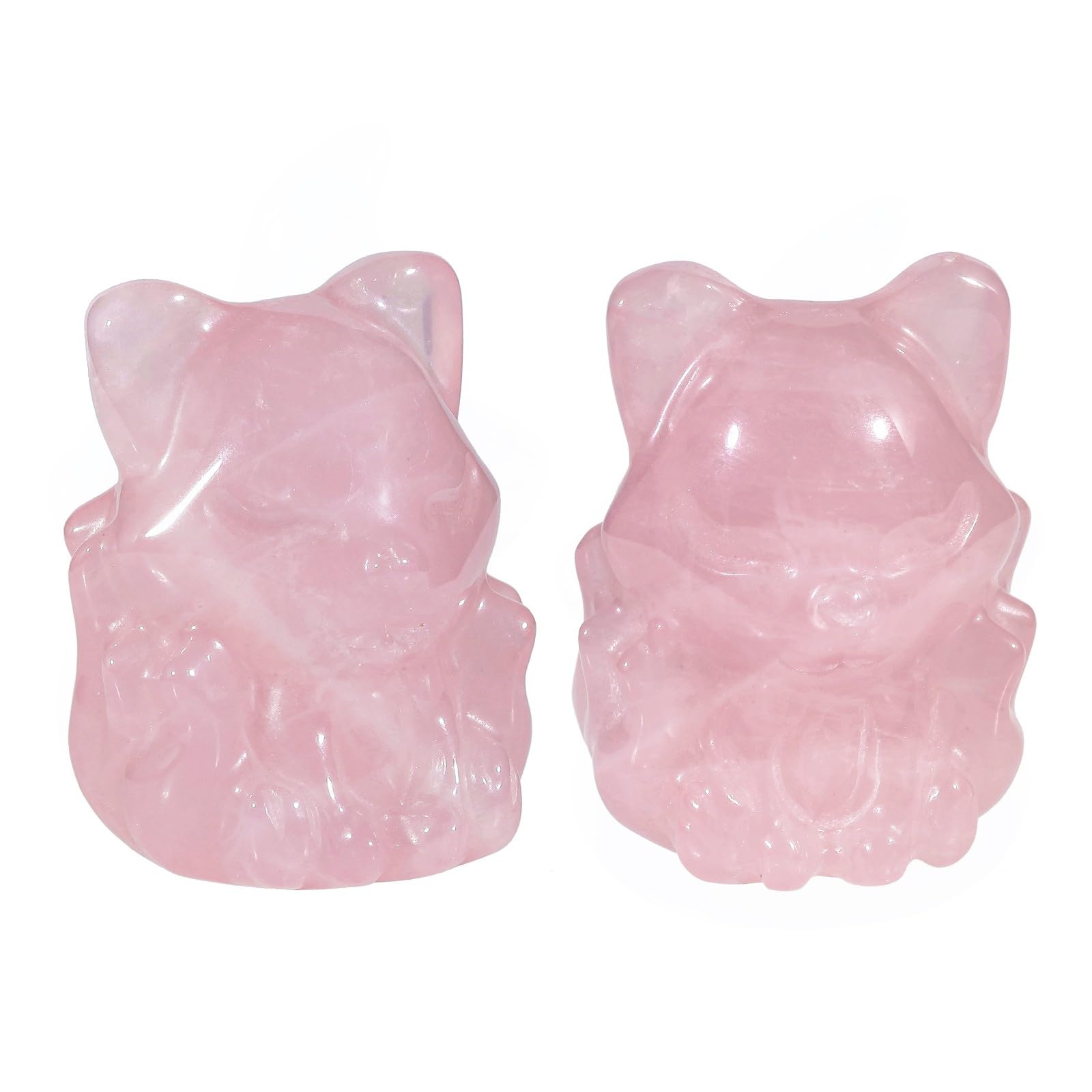 Amazon.co.jp: Nupuyai ローズクォーツ 九尾のキツネの像 彫刻 動物の