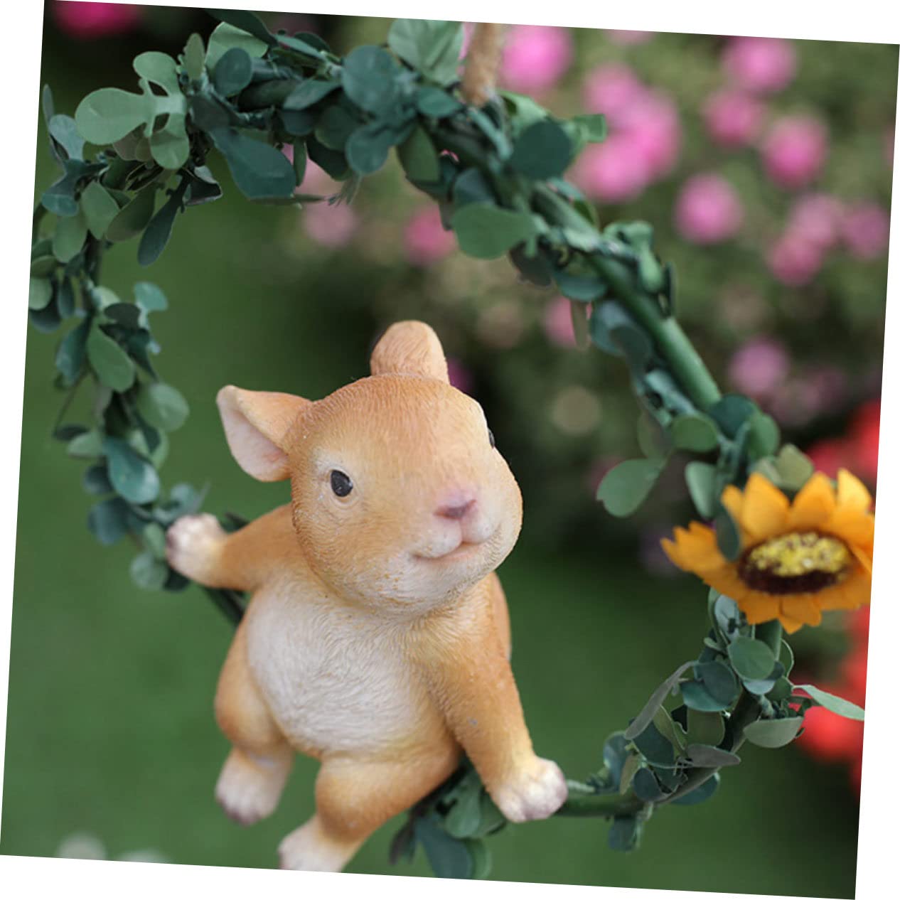 Toyvian 2 Pièces Ornement Lapin décor de Chambre de Lapin décor extérieur décorations d'arbres en Plein air de Plein air Peluche Figurines de Lapin de pâques Statue de Lapin Suspendu Métal
