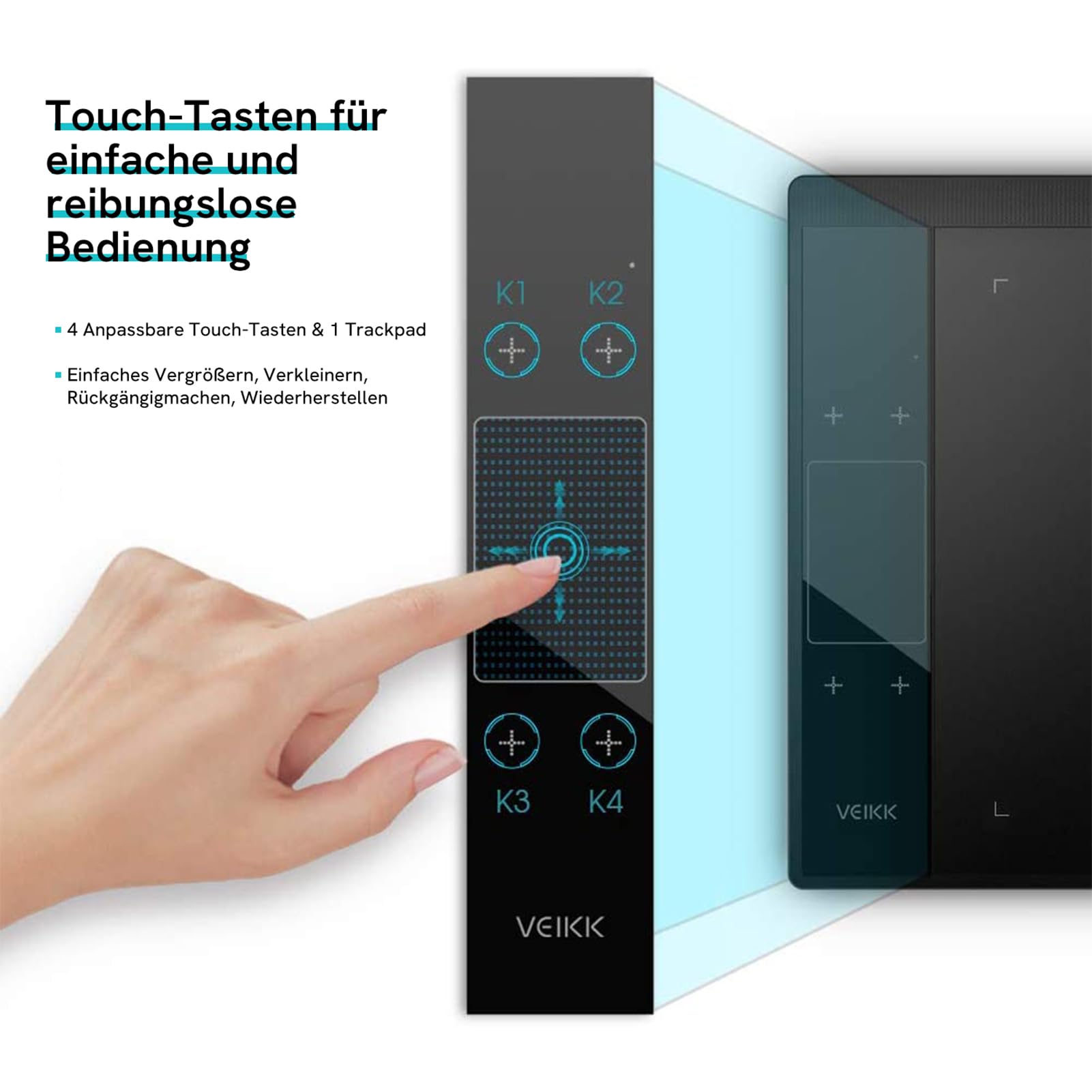 Grafiktablett VEIKK A30 V2 10x6 Zoll mit 4 Sensortasten und einem Gestenpad,Grafiktabletts mit Batterielosem Stift und 8192 Druckstufen, Drawing Tablet Kompatibel mit Win/Linux/Android/Mac
