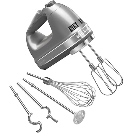 KitchenAid KHM926CU 9-Speed Digital Hand Mixer with Turbo Beater II Accessories and Pro Whisk - Contour Silver (Renewed)