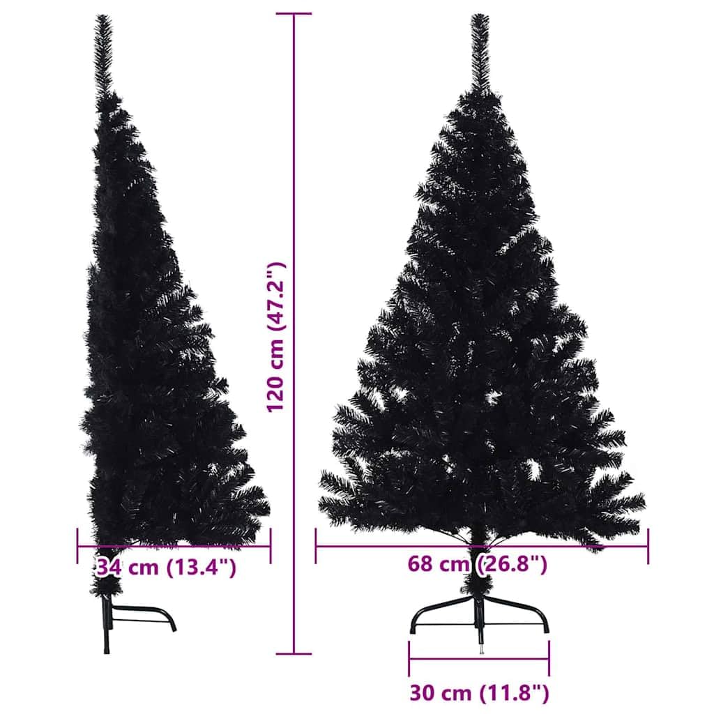 vidaXL Künstlicher vorbeleuchteter Weihnachtsbaum Schwarz 120 cm PVC