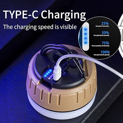 Miniatura 5 de BY-J Luz LED para campamento, luz portátil recargable por USB, luz impermeable para tienda de campaña, 72 focos LED de 7200 mAh, banco de energía de