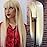 QD-Tizer 613 Blonde Long Straight Synthetic Hair Wigs with Bangs Women\'s Costume Wig Heat Resistant Hair Replacement Wig