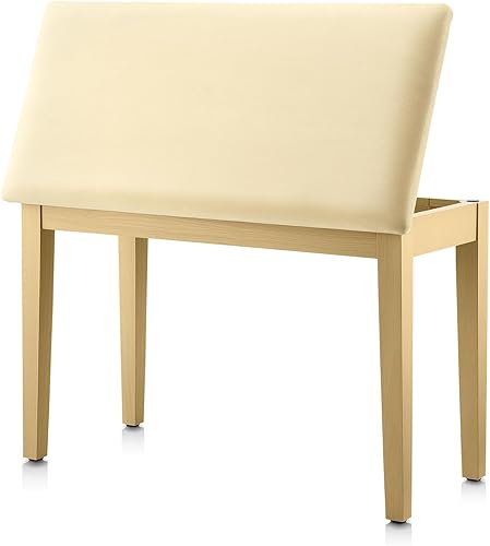 Donner Banco de piano dúo con almacenamiento, banco de teclado de madera maciza, taburete, silla, asiento con libro de piano, acolchado con esponjas