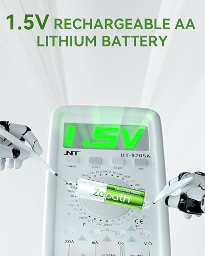 Miniatura 4 de Baterías de litio AA paquete de 8 baterías recargables de alta potencia de 2500 mWh, baterías AA de litio de 1.5 V recargables AA 1200+ ciclos (8