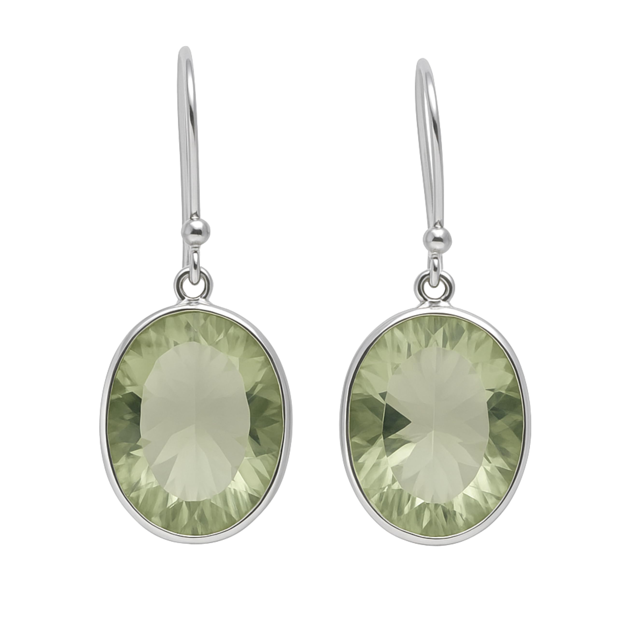 Pendientes de Plata de Ley con Amatista Verde | Diseño Elegante con Piedra Natural Facetada | Joyería Sofisticada para Mujer