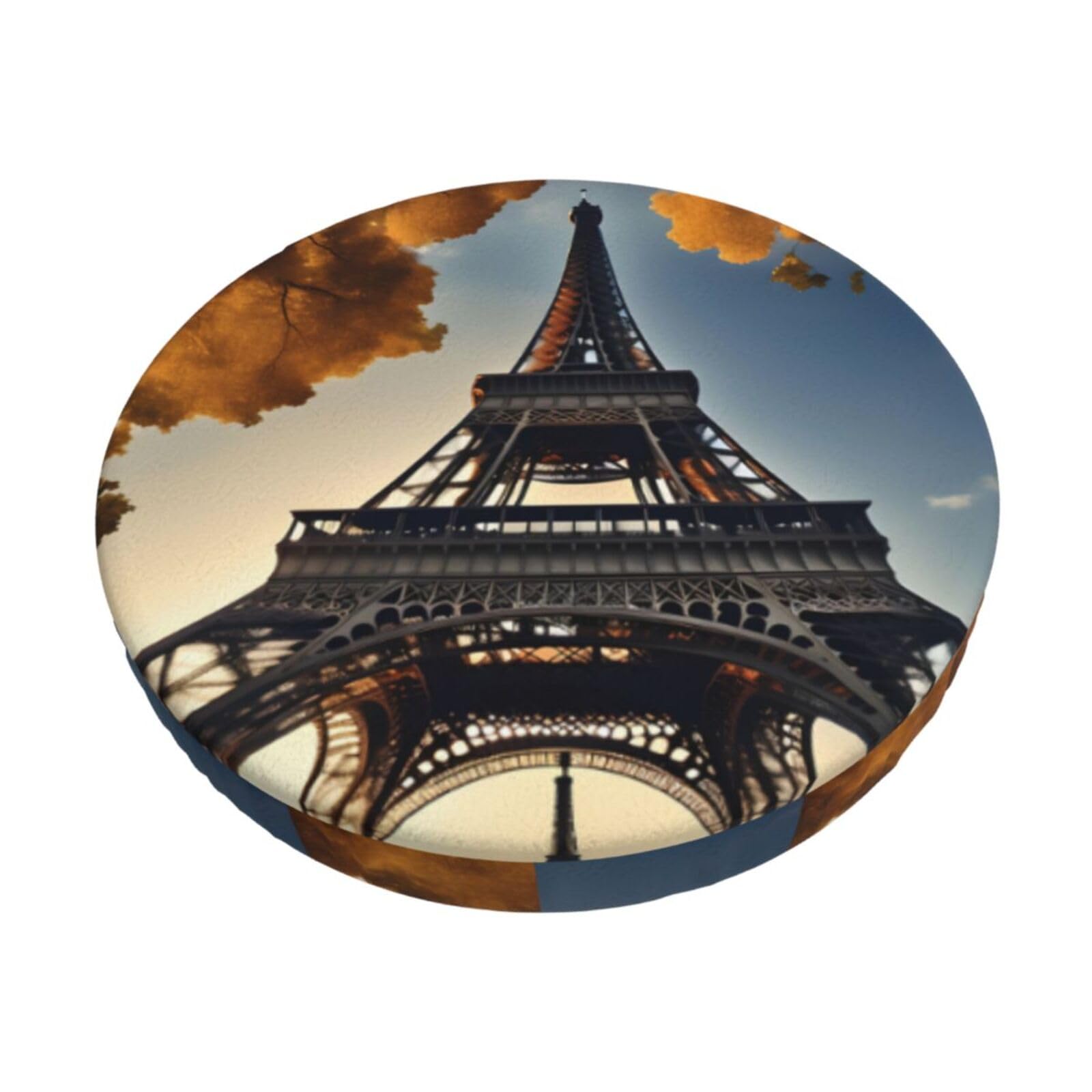 GUCHENP Beautiful Eiffel Tower Paris Print Round Bar Chair Cushion Cover,Washable Chair Protector For Indoor Home Furniture Decor