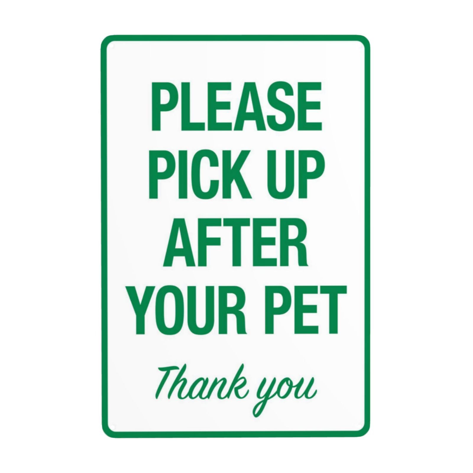 Pick Up Pet Waste Thank You Vintage Metal Courtesy Warning Sign 12x8 Inch